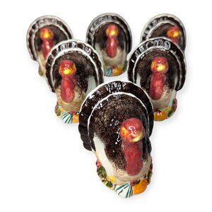 World Bazaars Inc Ceramic Thanksgiving Turkey Napkin Holders Set of 6